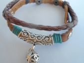New Mens Leather surfer Bracelet With Metal Ball Charm. Tribal Gothic Jewellery