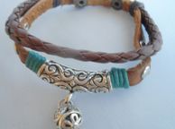 main image for ad New Mens Leather surfer Bracelet With Metal Ball Charm. Tribal Gothic Jewellery