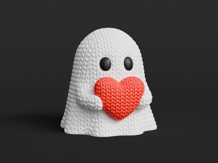 Knitted Halloween Heart Ghost