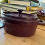 Three Unused Purple Iron Enamel Mini Casseroles Image 7