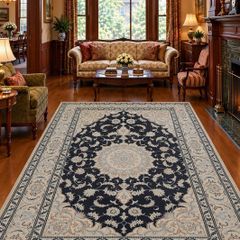 Exquisite Persian Nain Wool Silk 300cm x 200cm Hand Knotted Rug Carpet