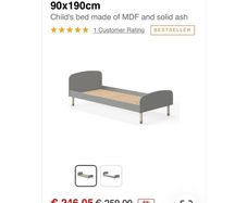 Flexa dots grey single bed with side rail ( no mattress)
