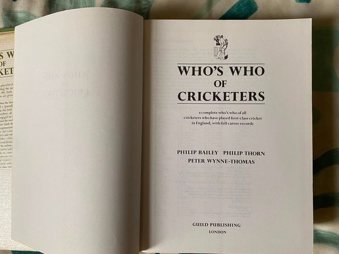 cricket book This is a copy of Who's Who of Cricketers by Philip Bailey, Philip Thorn, and Peter Wynne-Thomas,