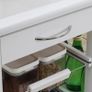 Multi-storage kitchen service cart on casters 4 metal baskets drawer + 4 bottle racks pine wood white tiled top Image 6