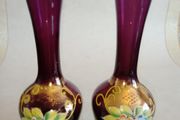 Vintage Murano Hand Painted Bud Vases x 2