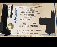 Zach Bryan Belfast gold circle ticket