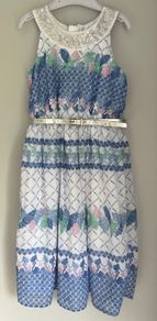 Tutu & Tambourines girls floral maxi dress with silver belt Age 3 EUC