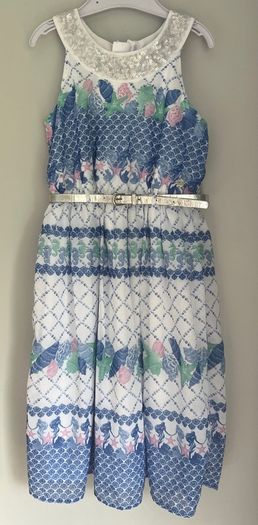 Tutu & Tambourines girls floral maxi dress with silver belt Age 3 EUC