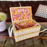 Vintage 1960s Sewing Hobby Box Flower Power Purple and Orange Image 2
