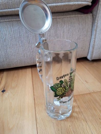 Vintage Glass Beer Stein / Tankard