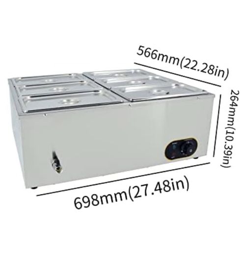 220v food heater Bain Marie 6- pan plate container food heater electric desktop steam table stainless steel large capacity buffet