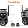 4K 8MP PTZ WIFI Camera Dual Lens Dual Screen IP Camera Outdoor 4MP HD Auto Tracking Security Protection CCTV Surveillance iCSee Image 2