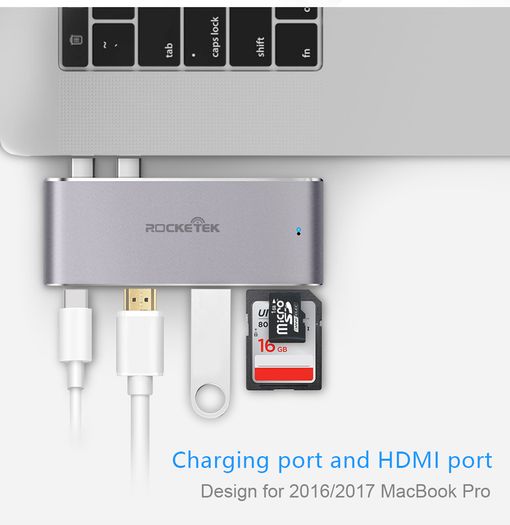 Rocketek Mini Dock Combo USB 3.0 Hub + HDMI 4K@30Hz & SD/TF Card Reader Aluminum Alloy (Brand New/Warranty)