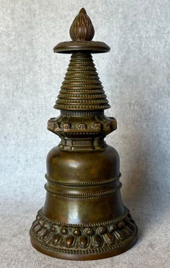 Buddhist Stupa - Bronze, Signed