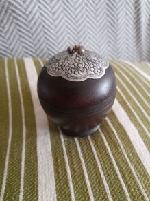 Vintage hand carved wooden trinket box