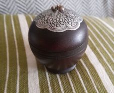 Vintage hand carved wooden trinket box