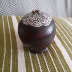 Vintage hand carved wooden trinket box