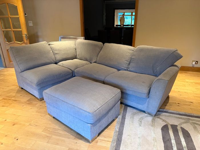 FREE Large Grey Corner Sofa with Matching Footstool