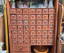 Antique 1900s Oak Apothecary Cabinet