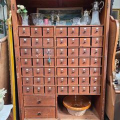 Antique 1900s Oak Apothecary Cabinet