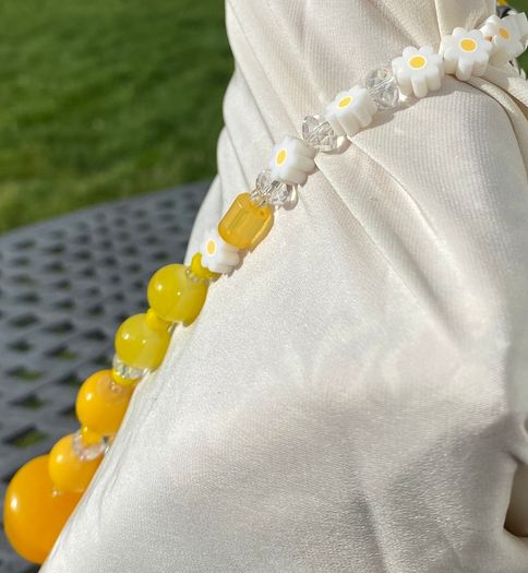 NEW Handmade Yellow Marshmallow 1930s Bead Necklace by Irish Designer helenrose