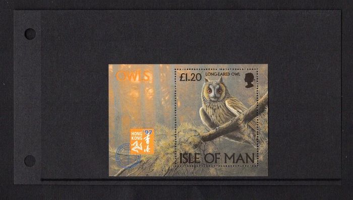 1997 Isle of Man Owls/ Hong Kong 97 Stamp Miniature Sheetlet Presentation Pack