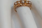 18K Antique Gold and Seed Pearl Ring