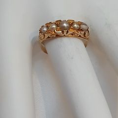 18K Antique Gold and Seed Pearl Ring