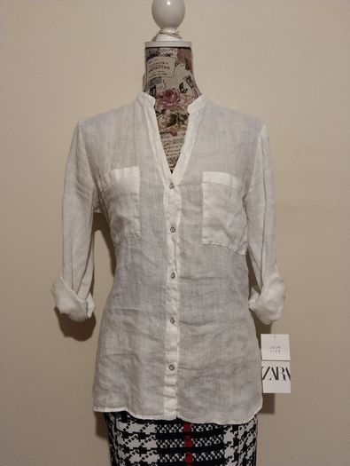 Zara White Linen Top, New With Tags