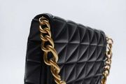 Zara Quilted Shoulder Bag With Chain