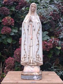 20 Inch Art Nouveau Chalkware Statue of Our Lady Of Fatima