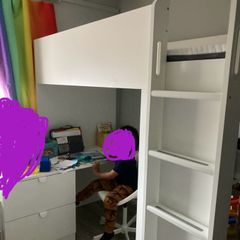 Smastad IKEA loft bed with table and storage + lots of extras