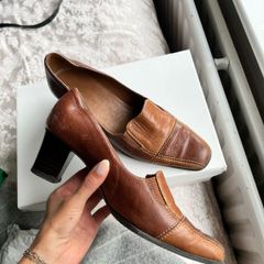 Vintage Ban Dal Two-Tone Brown Leather Heels 4.5