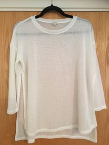 RI White Split Hem Sheer Jumper New