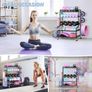 Home Gym Storage Rack for Dumbbells Kettlebells Foam Roller, Yoga Strap and Resistance Bands, Workout Equipment Storage Organizer With Hooks and Wheels Image 5