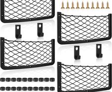 4 Pcs Storage Nets for Campervans, Elastic Trunk Storage Bag with Plastic frame,Van Motorhome Caravan Boat Car Storage Solutions Accessories for Storing Phone/Water Bottle/Toiletry