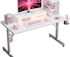 Small Gaming Desk with Monitor Stand, 106.6 CM LED Computer Desk