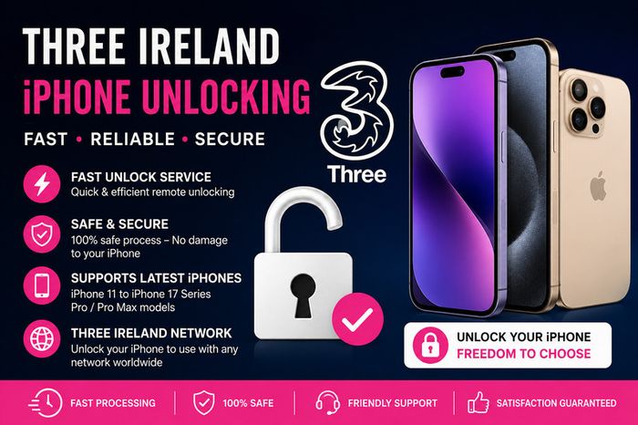 3 Three Eir Vodafone All iPhone Models 17 Pro Max Unlock Service Unlocking Ireland