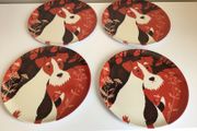 4 Melamine 11" Plates/trays Artist John Hana terrier print