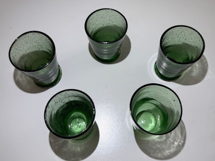 Vintage 1960s Green Controlled Bubble - Shot Glasses (Set of 5)