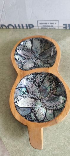 Handcrafted  Wood Bowl Shell Inlays