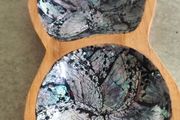 Handcrafted  Wood Bowl Shell Inlays