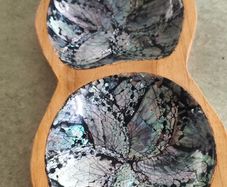 Handcrafted  Wood Bowl Shell Inlays
