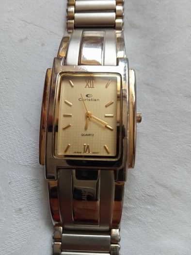 Christian Japan Quartz 24K Gold Plated Mens Unisex Watch