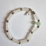 Brand New White Beaded Stretch Bracelet with Bamboo-Inspired Beads Image 2