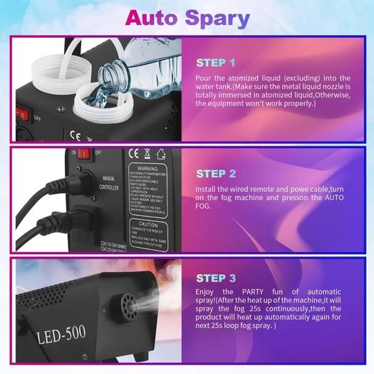 Fog Machine, 500W Smoke Machine with Wireless Remote Control & Automatic Spray Function, Mini Fog Smoke Machine for Halloween Christmas Party Wedding DJ Performance Stage Show (No Light)