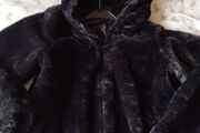 Black fur jacket with hood age 11-12