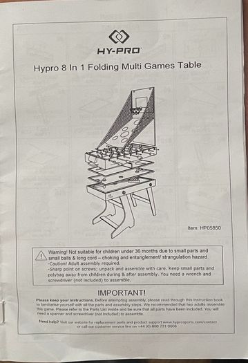 Hy Pro 8 in 1 gaming table