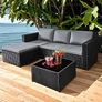 3 Pieces Rattan garden furniture Patio Furniture Sets All Weather Outdoor Sectional Patio Sofa Manual Weaving Wicker Rattan Corner Sofa with Grey Cushions and Glass Table Image 2