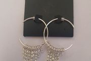 Pilgrim Silver Tone Hoop Earrings Sparkling Rhinestone Tassel Fringe New RRP 34.95 CAN POST